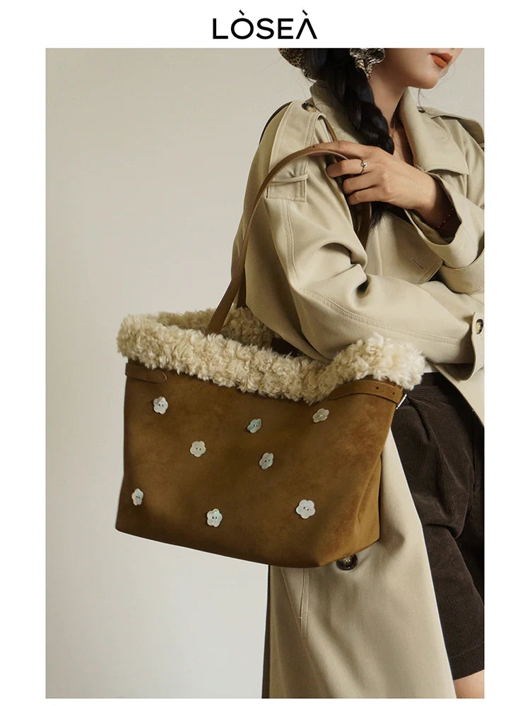 LOSEA Plush Large Capacity Tote Bag