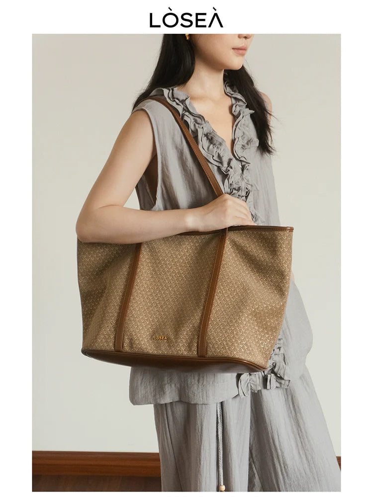 LOSEA Woven Large Capacity Tote Bag