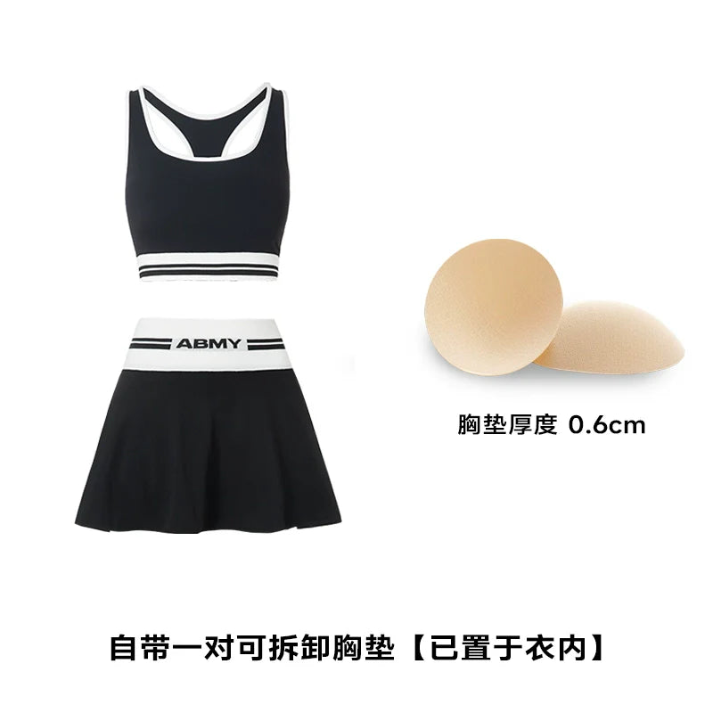 ABMY Sports Contrasting Pleated Short Skirt Pants