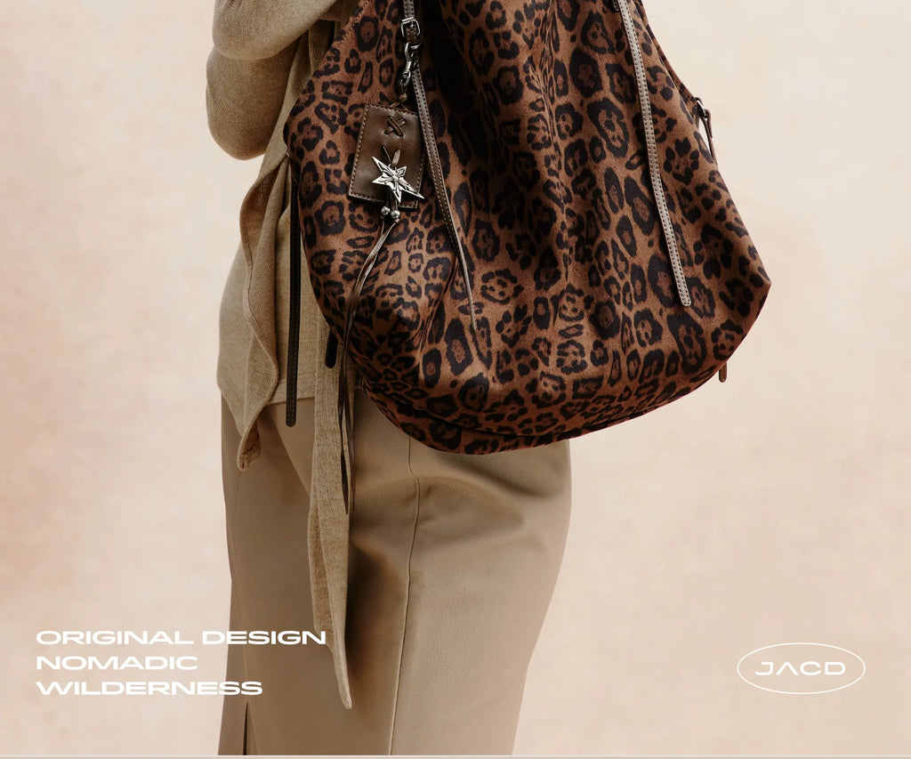 JACD Lazy Slack Retro Leopard Print Large Capacity Tote Bag